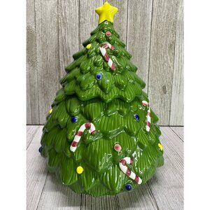 Vtg Dayton Hudson Style Christmas Tree Cookie Jar Container with 9" Tall Ceramic